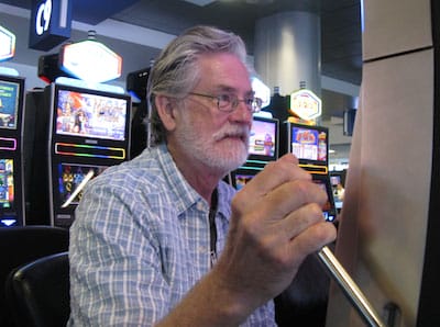 Mark with gambling machine in Las Vegas